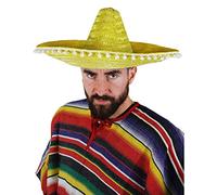 I LOVE FANCY DRESS Sombrero Méxicain unisexe jaune avec pompons blancs. Ideal pour les enterrements de vie de garçon.