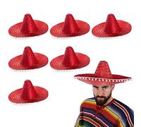 I LOVE FANCY DRESS Sombrero Méxicain unisexe rouge avec pompons blancs. Ideal pour les enterrements de vie de garçon.