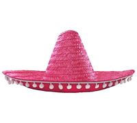 I LOVE FANCY DRESS Sombrero rose à pompons pour adulte. Ideal pour les enterrements de vie de garçon ou de jeune fille. (X12)