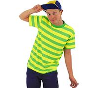 I LOVE FANCY DRESS T-Shirt Unisexe à Rayures Vertes et Jaunes à Manches Courtes - Bel Air Prince Déguisement Années 90 Déguisement - T-Shirt à Rayures Vertes et Jaunes à Manches Courtes