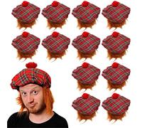 I LOVE FANCY DRESS Un béret Unisexe écossais à Carreaux Style Tartan avec Un Pompon Rouge sur Le Dessus pour Adulte. Ideal pour Les enterrements de Vie de garçon ou de Jeune Fille. (X12)
