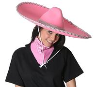 I LOVE FANCY DRESS Un large sombrero rose Méxicain avec une bordure argentée pour adulte + un bandana rose. Ideal pour les enterrements de vie de garçon ou de jeune fille.