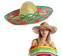 I LOVE FANCY DRESS Un Sombrero Mexicain en Paille avec Le Bord Rouge Ainsi qu'une Bande en Son Centre Jaune. Idéal pour Les soirées Mexicaine.