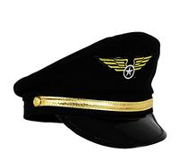 I LOVE FANCY DRESS Une casquette noire de pilote de ligne pour adulte. Ideal pour les enterrements de vie de garçon. (X12)