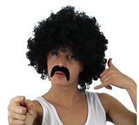 I LOVE FANCY DRESS Une perruque afro noire et bouclée + une moustache noire pour adulte. Ideal pour les enterrements de vie de garçon.