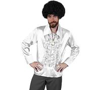 I LOVE FANCY DRESS Une Superbe Chemise Blanche à Jabot Style Disco 80's de qualité pour Adulte. Idéal pour Les enterrements de Vie de garçon ou de Jeune Fille.