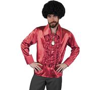 I LOVE FANCY DRESS Une Superbe Chemise Rouge à Jabot Style Disco 80's de qualité pour Adulte. Idéal pour Les enterrements de Vie de garçon ou de Jeune Fille.