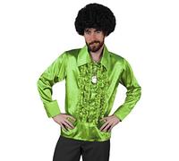 I LOVE FANCY DRESS Une Superbe Chemise Verte Clair à Jabot Style Disco 80's de qualité pour Adulte. Idéal pour Les enterrements de Vie de garçon ou de Jeune Fille.
