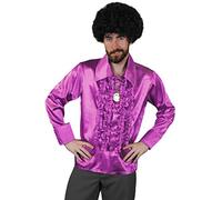 I LOVE FANCY DRESS Une Superbe Chemise Violette à Jabot Style Disco 80's de qualité pour Adulte. Idéal pour Les enterrements de Vie de garçon ou de Jeune Fille.