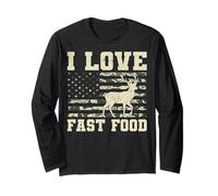I Love Fast Food Retro Diner Burgers Fries Pizza Manche Longue
