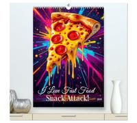 I Love Fast Food - Snack Attack! (hochwertiger Premium Wandkalender 2026 DIN A2 hoch), Kunstdruck in Hochglanz: Ein farbenfroher Kalender, der Streetfood in kunstvolle Pop-Art-Momente verwandelt.