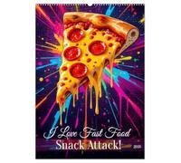 I Love Fast Food - Snack Attack! (Wandkalender 2026 DIN A2 hoch), CALVENDO Monatskalender: Ein farbenfroher Kalender, der Streetfood in kunstvolle Pop-Art-Momente verwandelt.