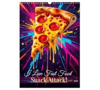 I Love Fast Food - Snack Attack! (Wandkalender 2026 DIN A3 hoch), CALVENDO Monatskalender: Ein farbenfroher Kalender, der Streetfood in kunstvolle Pop-Art-Momente verwandelt.