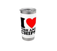 I Love Fish And Chips Gobelet isotherme en acier inoxydable double paroi