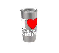 I Love Fish And Chips Gobelet isotherme en acier inoxydable double paroi