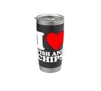 I Love Fish And Chips Gobelet isotherme en acier inoxydable double paroi