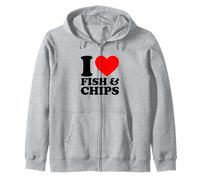 I Love Fish and Chips, I Heart Fish and Chips Sweat à Capuche