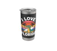 I Love Florida Alligator Surf Coucher de soleil Gobelet isotherme en acier inoxydable double paroi