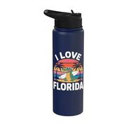 I Love Florida Alligator Surf Coucher de soleil Stainless Steel Insulated Water Bottle