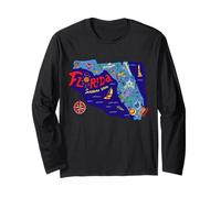 I Love Florida T Shirt, Cute Colorful Florida Graphic Map Manche Longue