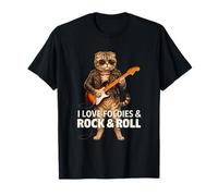 I Love Foldies Rock & Roll Scottish Fold Guitare en Forme de Chat T-Shirt