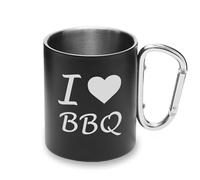 I Love Food Barbecue Food Lover Tasse en métal Mousqueton Poignée Camping Mug