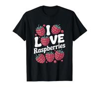 I Love Framboises Cute Fruit Passion T-Shirt Graphique avec Valeur, Homme, Noir, XL