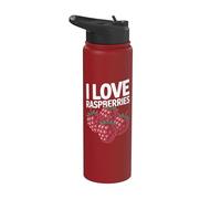 I Love Framboises Fresh Berry Passion Stainless Steel Insulated Water Bottle