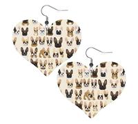 I Love French Bulldog Boucles d'oreilles élégantes en cuir en forme de cœur Accessoires tendance et uniques pour un usage quotidien, taille unique