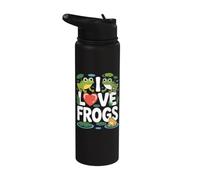 I Love Frogs Cœur Lily Pad Pond Life Stainless Steel Insulated Water Bottle