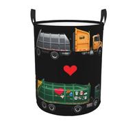 I Love Garbage Trucks Panier à linge autonome étanche avec poignées de transport faciles pour buanderie, chambre à coucher, salle de bain