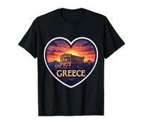 I Love Greece Hellas Cœur Acropole Parthénon Souvenir Soleil T-Shirt