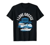 I Love Greece Parthénon Bateau Vue panoramique T-Shirt Graphique avec Valeur