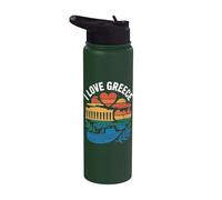 I Love Greece Parthénon Cœur Nuages Stainless Steel Insulated Water Bottle