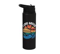I Love Greece Parthénon Cœur Nuages Stainless Steel Insulated Water Bottle