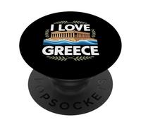 I Love Greece Parthénon Sea Waves Travel PopSockets PopGrip Adhésif