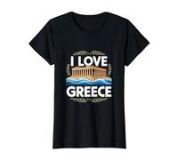 I Love Greece Parthénon Sea Waves Travel T-Shirt Graphique avec Valeur