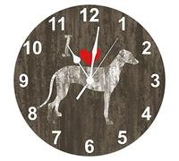 I Love Greyhound Horloge murale en bois vieilli avec motif lévrier et maman, 30,5 cm, silencieuse, rétro, décoration d'intérieur pour chambre à coucher, salon, cuisine, école, bureau, cadeau pour