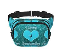 I Love Gymnastique Unisexe Taille Réglable Carré Double Couche Sac de Taille pour Activités de Plein Air Voyage Course Randonnée, Noir , Taille unique