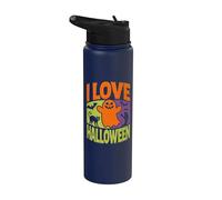 I Love Halloween Ghostly Cats Chauves-souris amusantes Stainless Steel Insulated Water Bottle