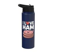 I Love Ham Mignon Cartoon Ham Stack Humour Stainless Steel Insulated Water Bottle