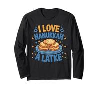 I Love Hanukkah Latkes Juif Holiday Sweet Cake Lover Manche Longue