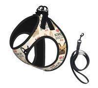 I Love Harnais pour chien imprimé bouledogue français, 2 boucles, gilet pour chien, clip avant anti-traction pour laisse pour chiens de petite et moyenne taille