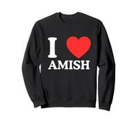 I Love Heart Amish Funny Rural Farm Novelty Joke Meme Witty Sweatshirt