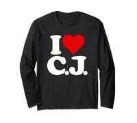 I Love Heart C.J. CJ C J Initiales Monogramme Nom Nickname Manche Longue