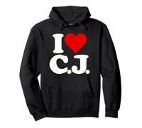 I Love Heart C.J. CJ C J Initiales Monogramme Nom Nickname Sweat à Capuche