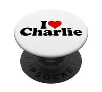 I Love Heart Charlie Charles Nom sur Un T-Shirt PopSockets PopGrip Adhésif