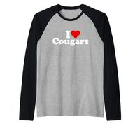 I Love Heart Cougars Sexy Femmes ÂGÉES Manche Raglan