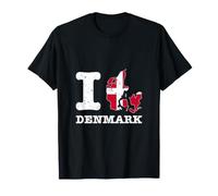 I Love (Heart) Danemark Carte Drapeau Silhouette T-Shirt