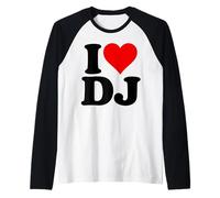 I Love Heart DJ D J D.J. Initiales Nom Manche Raglan